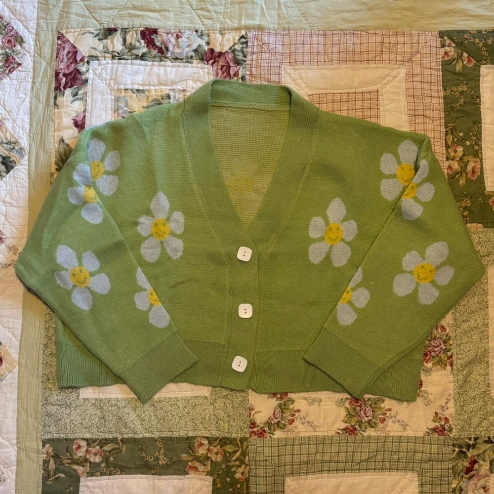 Green Flower Cardigan